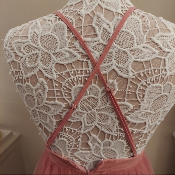 FASHION NOVA Work The Runway Blush Tulle Maxi Backless Dress - Picture 14 of 16